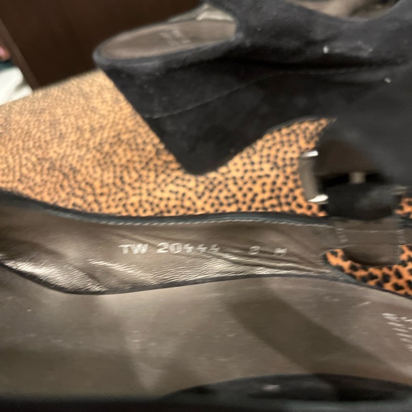 Stuart Weitzman black suede peep toe wedges - Picture 6 of 7